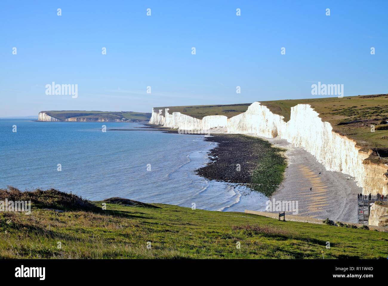 Le Sette sorelle e costa al Birling Gap East Sussex England Regno Unito Foto Stock