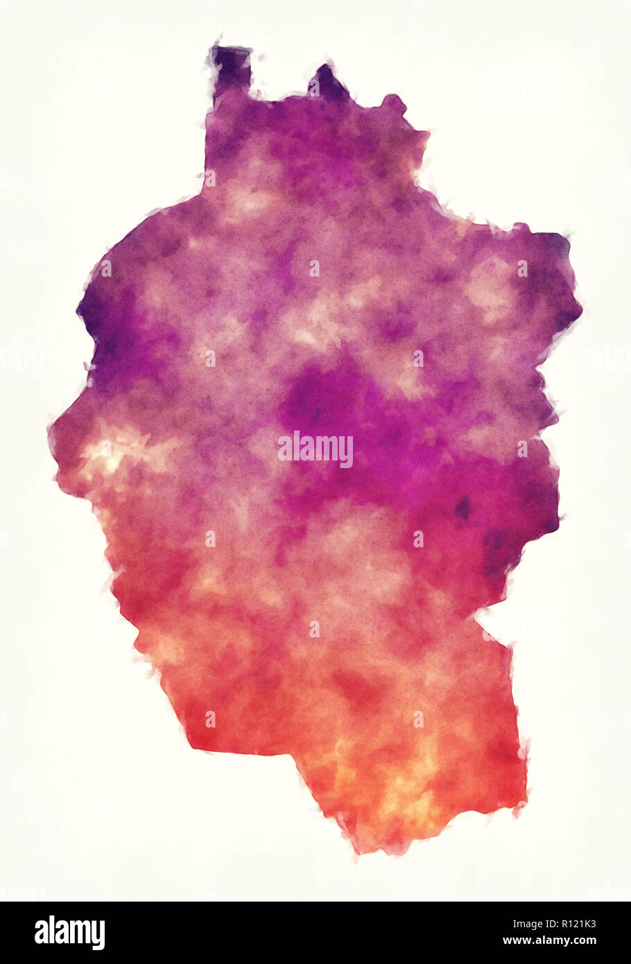 Stato Kayah mappa di Myanmar davanti a uno sfondo bianco Foto Stock