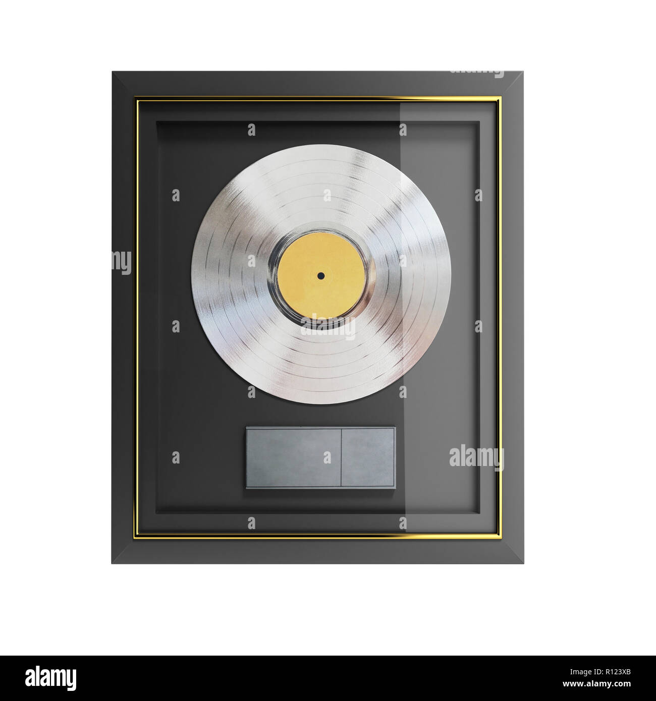Platinum CD premio con etichetta nel telaio sulla parete 3D render Foto Stock