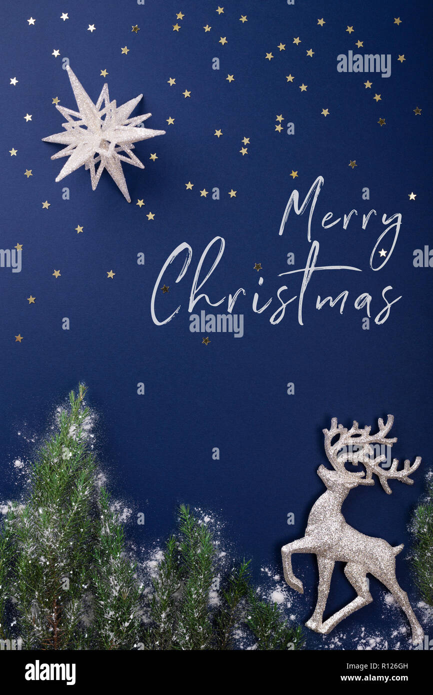 Messaggi Di Natale.Messaggio Di Saluto Festivo Card Con Iscrizione Buon Natale Scena Di Natale Fatto Di Argento Figurine