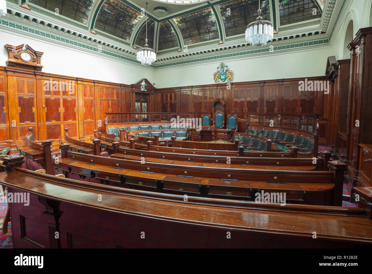 Il consiglio della camera di Halifax Town Hall Foto Stock