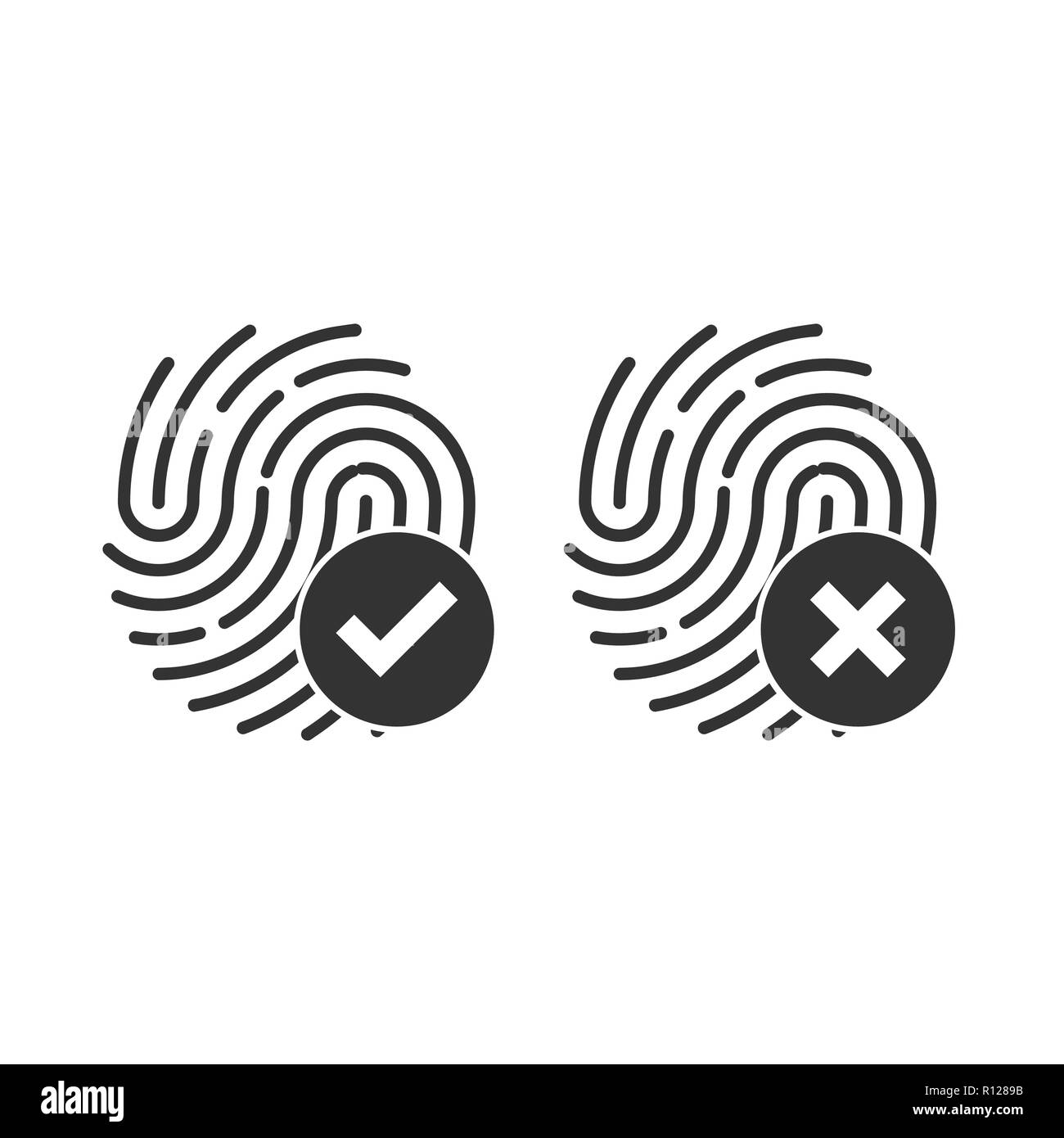 Il simbolo di identificazione. Icona di impronte digitali. Illustrazioni vettoriali. Design piatto. Illustrazione Vettoriale