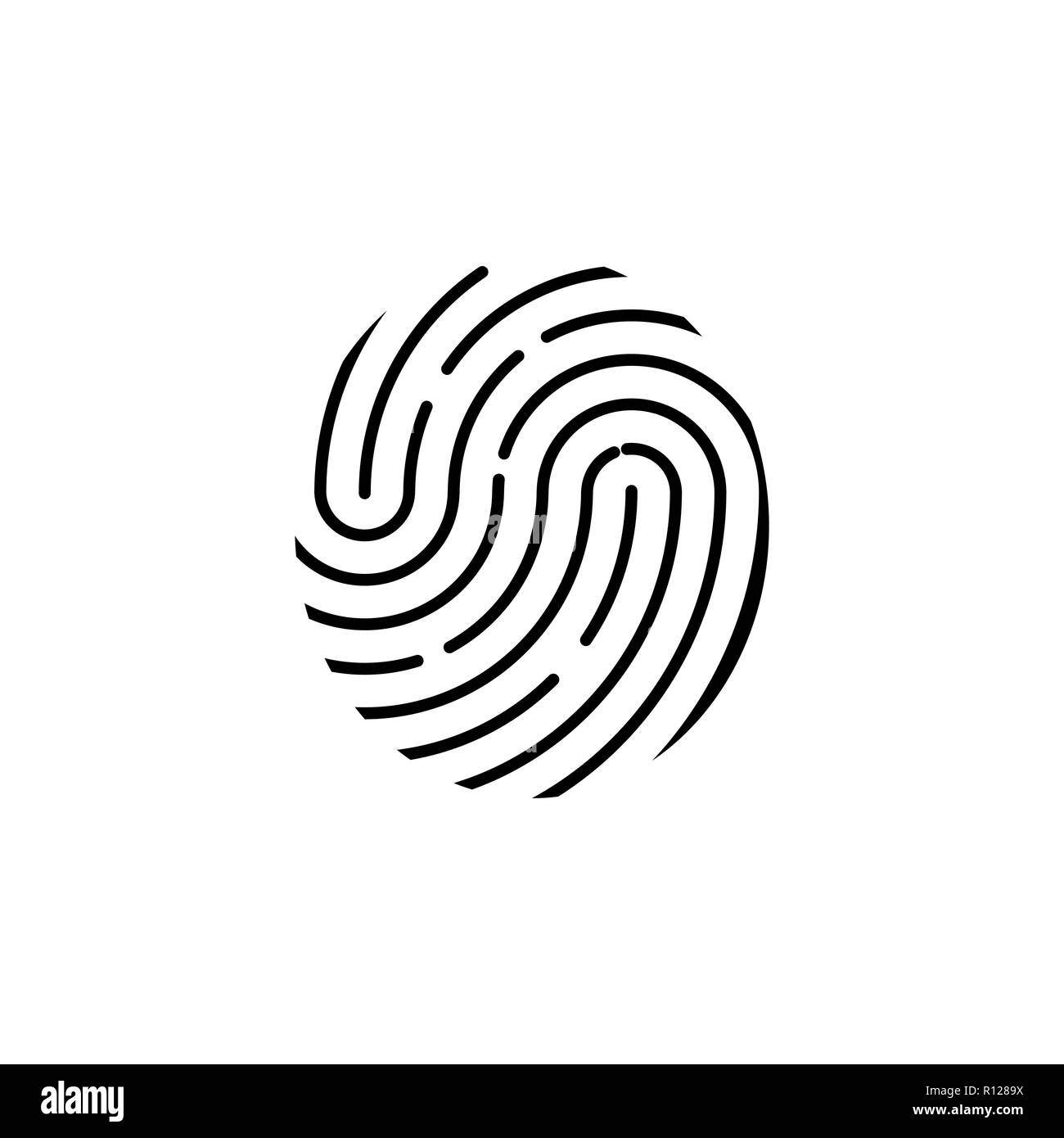 Il simbolo di identificazione. Icona di impronte digitali. Illustrazioni vettoriali. Design piatto. Illustrazione Vettoriale