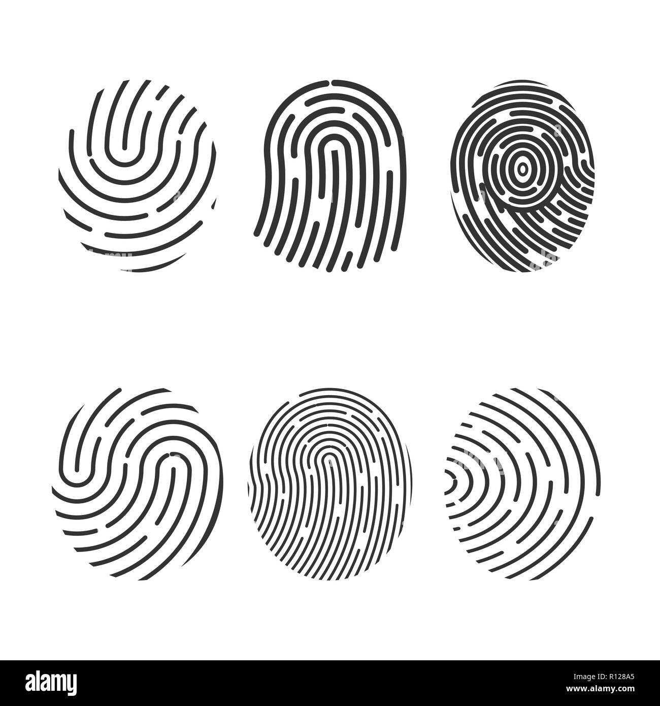 Il simbolo di identificazione. Icona di impronte digitali. Illustrazioni vettoriali. Design piatto. Illustrazione Vettoriale