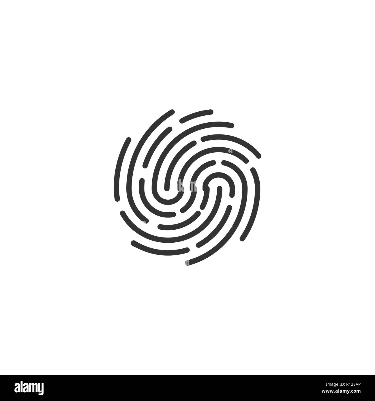 Il simbolo di identificazione. Icona di impronte digitali. Illustrazioni vettoriali. Design piatto. Illustrazione Vettoriale