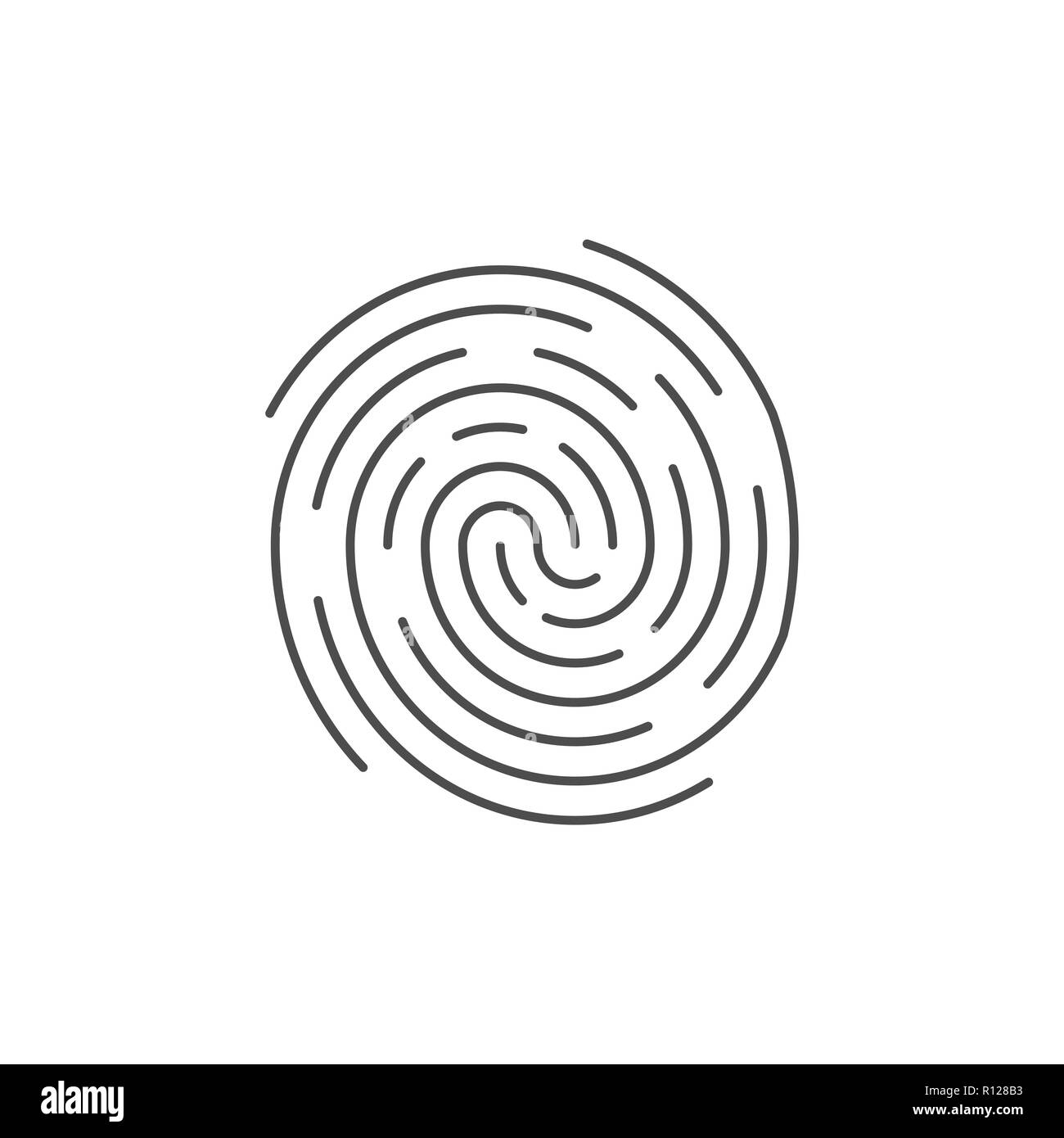 Il simbolo di identificazione. Icona di impronte digitali. Illustrazioni vettoriali. Design piatto. Illustrazione Vettoriale