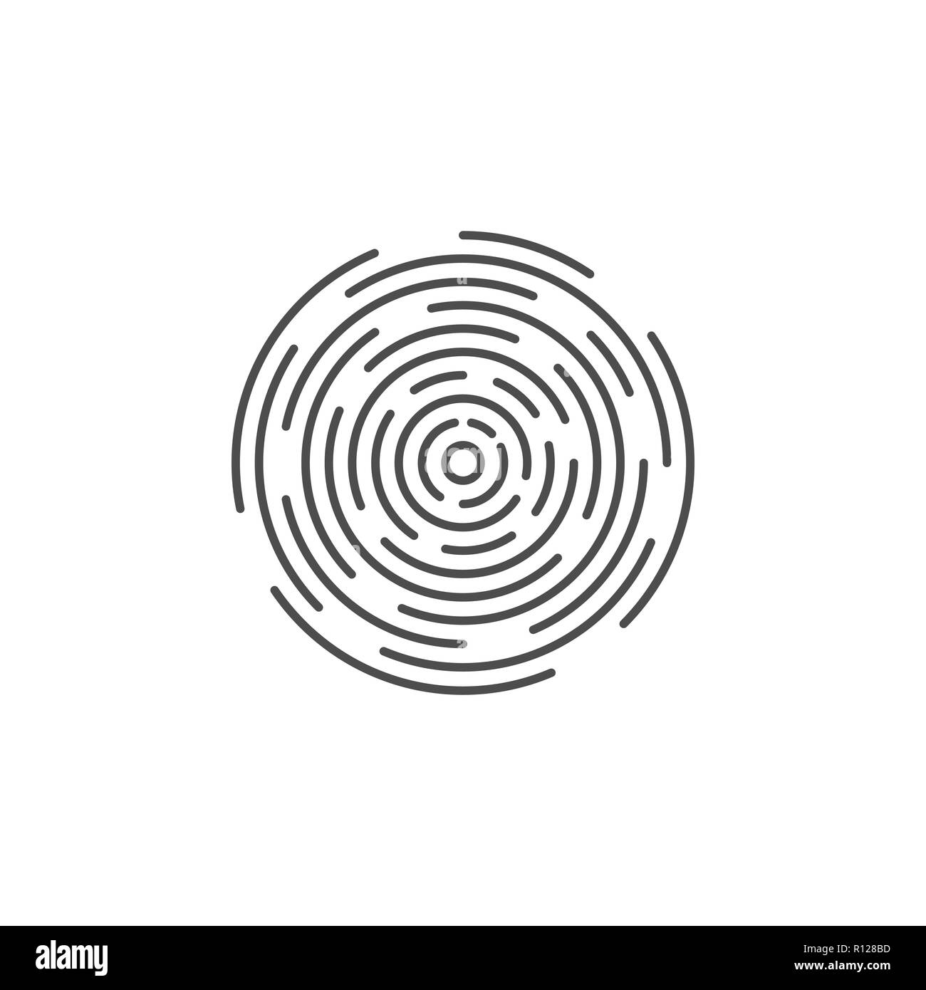 Il simbolo di identificazione. Icona di impronte digitali. Illustrazioni vettoriali. Design piatto. Illustrazione Vettoriale