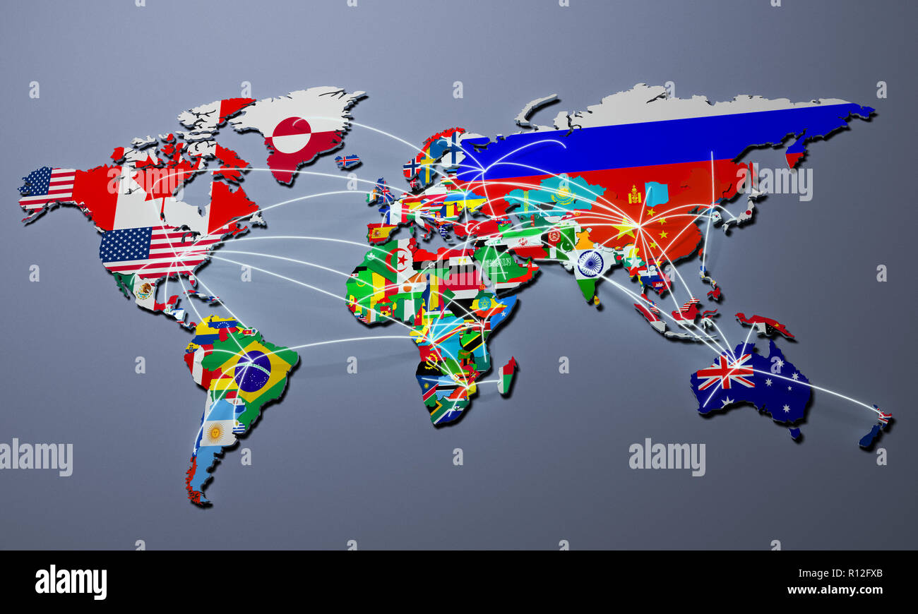 Shopping online nel mondo Mappa 3D Rendering Foto Stock