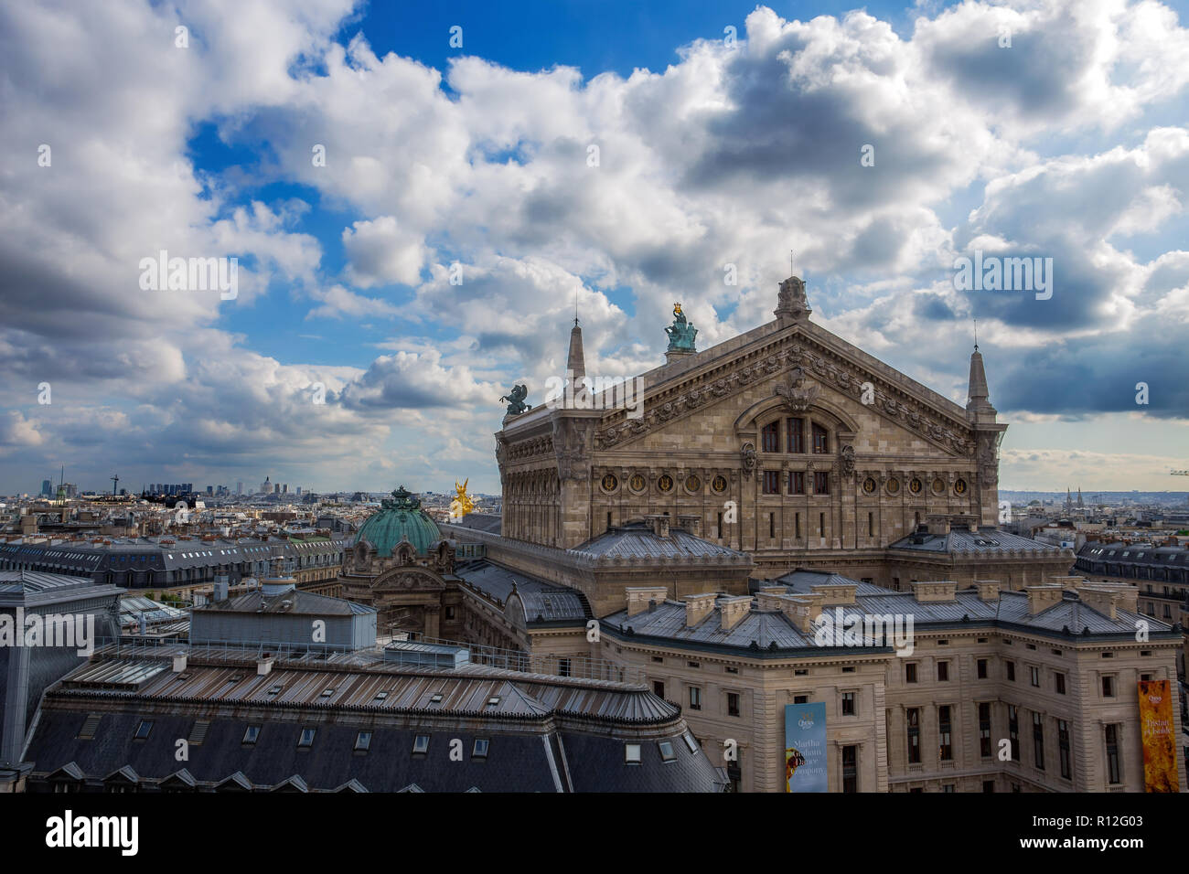 Parigi, Francia, 6 settembre 2018 - vista aerea di Opera dalle Galeries Lafayette terrazza a Parigi, Francia Foto Stock