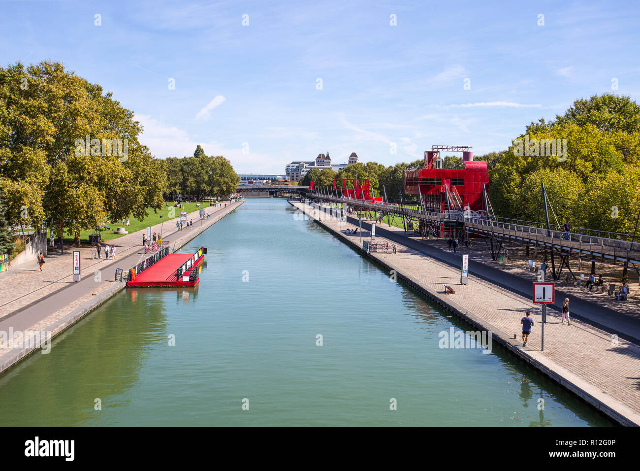 Parigi, Francia, 9 settembre 2018 - La Città delle Scienze e dell'Industria di La Villette Park (Parc de la Villette) di Parigi, Francia. Foto Stock