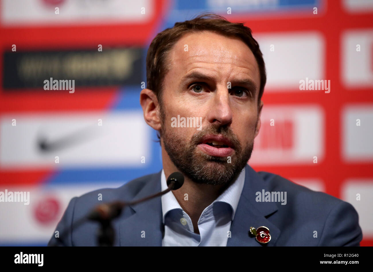 Inghilterra Manager Gareth Southgate durante la conferenza stampa presso lo Stadio di Wembley a Londra. Foto Stock