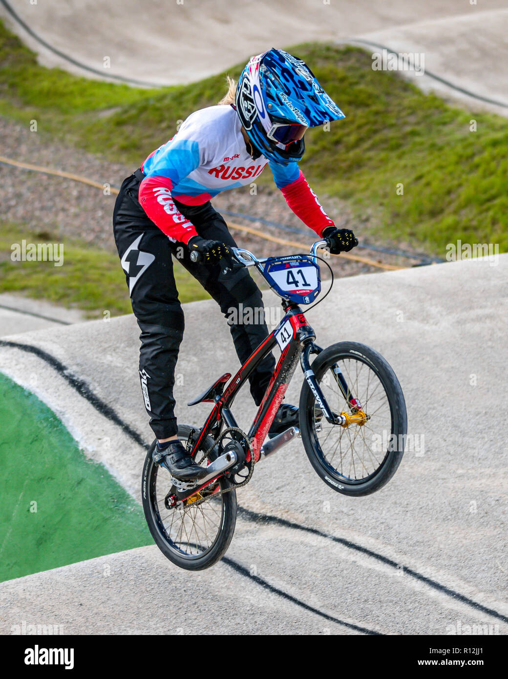 Natalia Suvorova - Glassgow2018 Campionati europei - BMX Racing Foto Stock