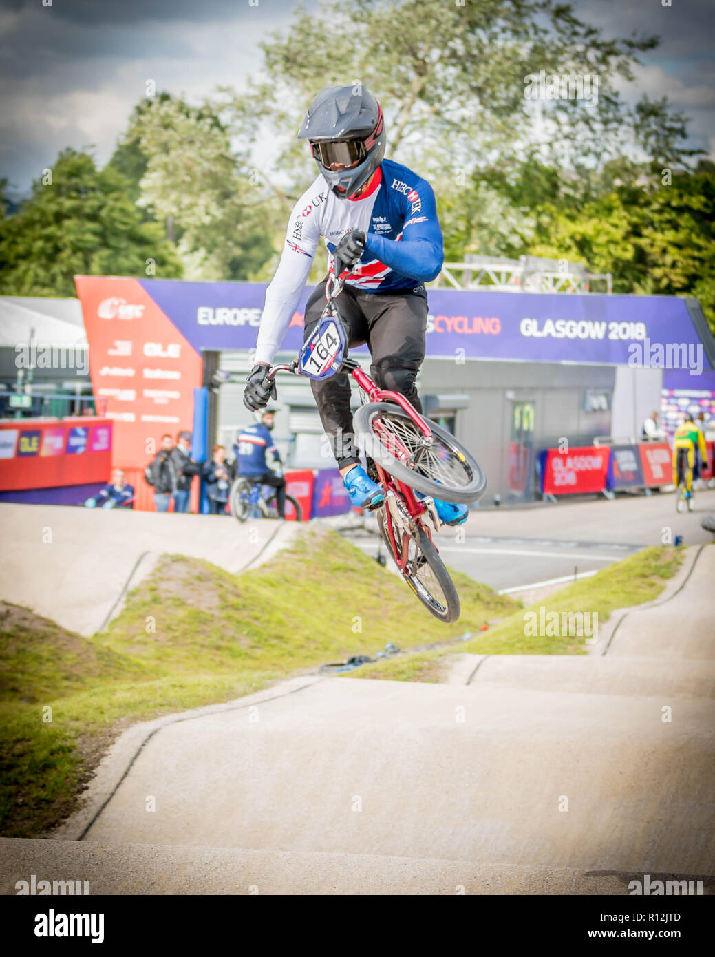 Quillan Isidoro (Team GB) Glasgow2018 Campionati Europei - una gara di BMX Foto Stock