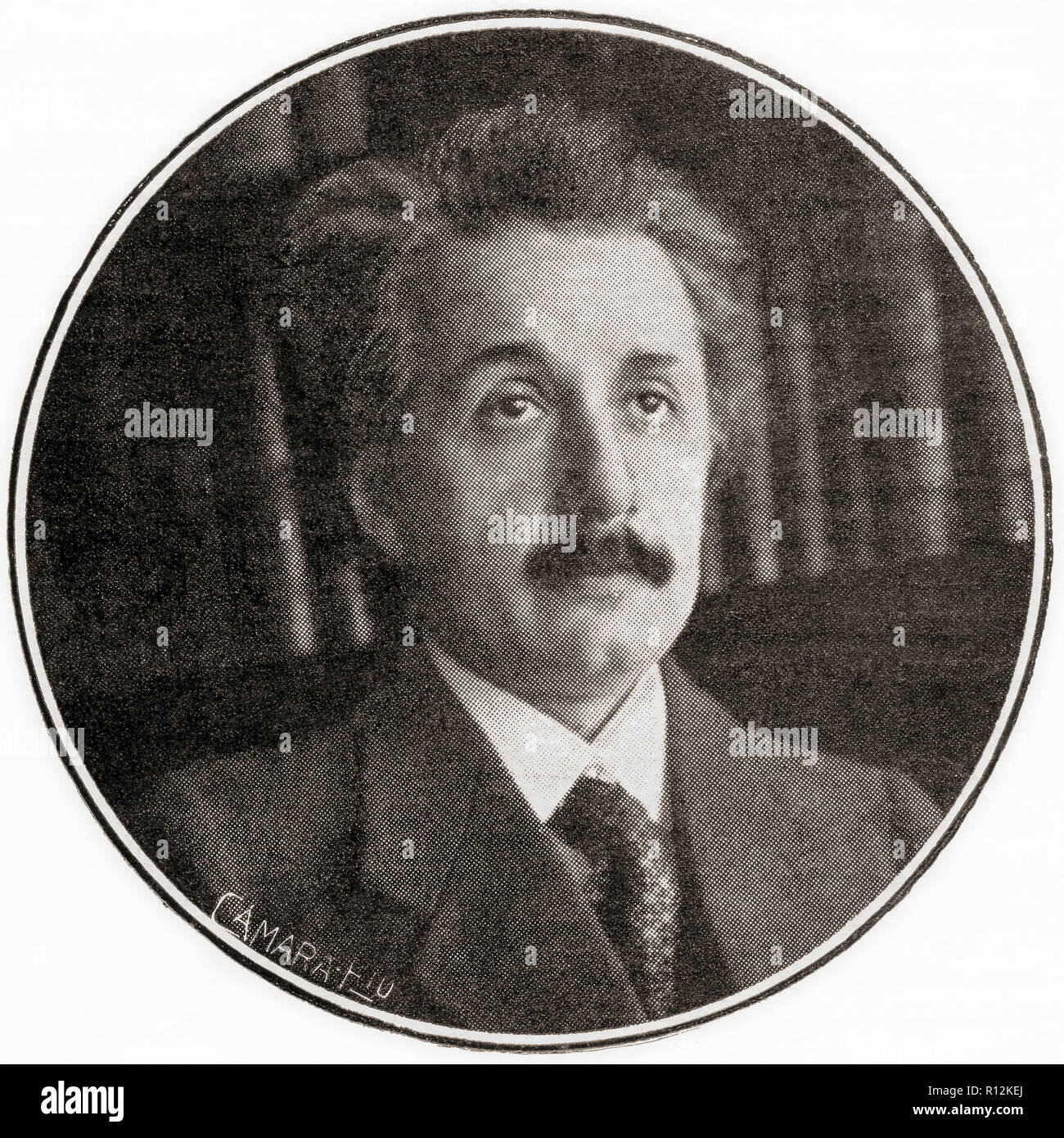 Albert Einstein, 1879 - 1955. Tedesco-nato fisico teorico, vincitore del 1921 Premio Nobel in fisica. Da La Esfera, pubblicato nel 1921. Foto Stock