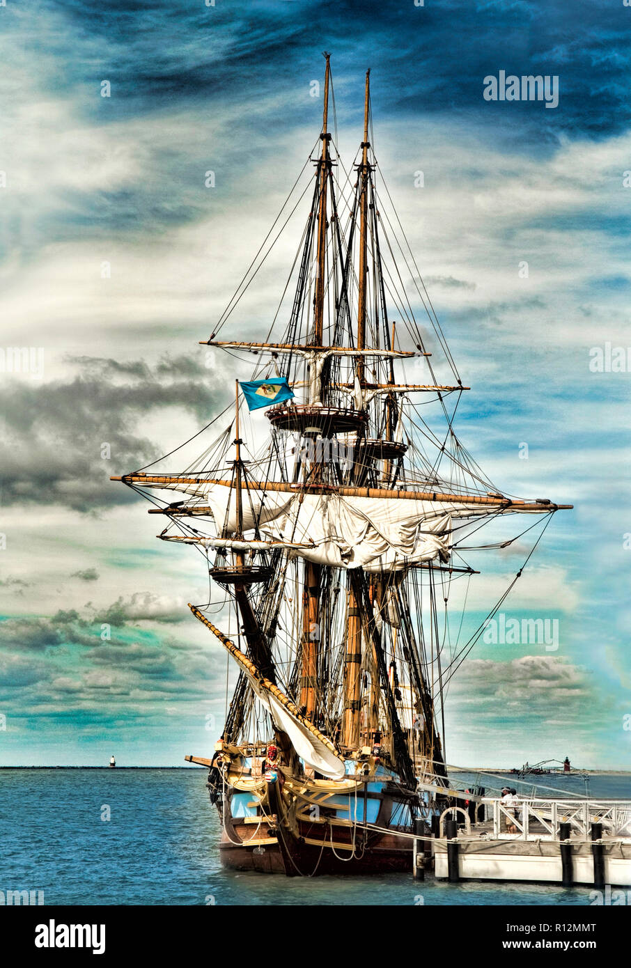 La storica la replica della nave storica Kalmar Nyckel sul prestito di Lewis, Delaware per i turisti in visita a. Lanciato per la prima volta a Wilmington, Delaware Foto Stock