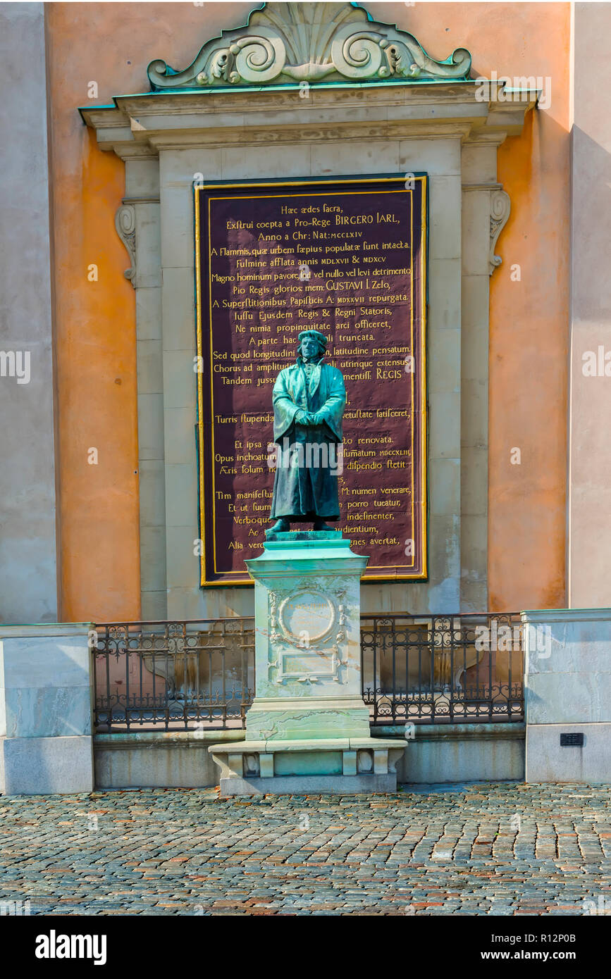 Olaus Petri è stato un sacerdote, scrittore e un importante contributo alla riforma protestante in Svezia Città Vecchia destinazione turistica di Stoccolma è il Foto Stock