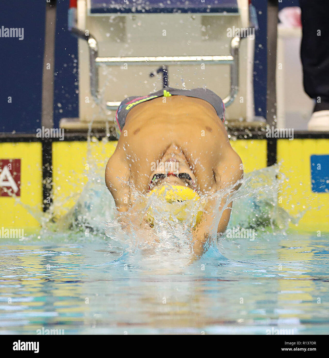 Tokyo, Giappone. 9 Nov, 2018. Xu Jiayu della Cina compete durante gli uomini 200m dorso finale di nuoto FINA World Cup 2018 in Tokyo, Giappone, nov. 9, 2018. Credito: Du Natalino/Xinhua/Alamy Live News Foto Stock