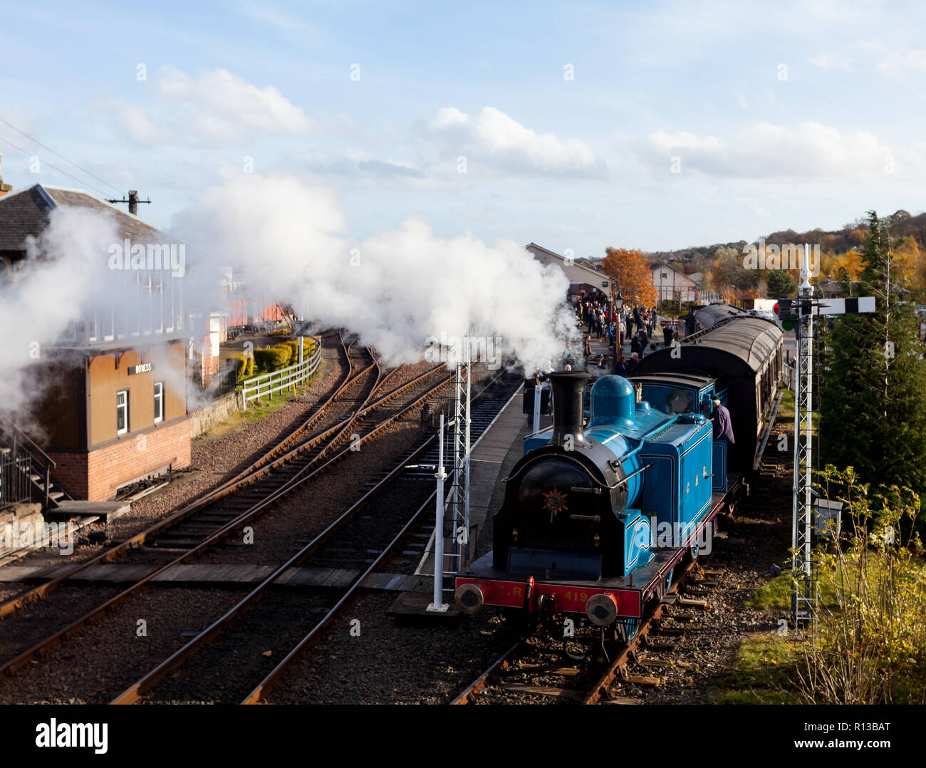 Motori a vapore in esecuzione al Bo'ness e Kinneil Railway Museum in Scozia Foto Stock