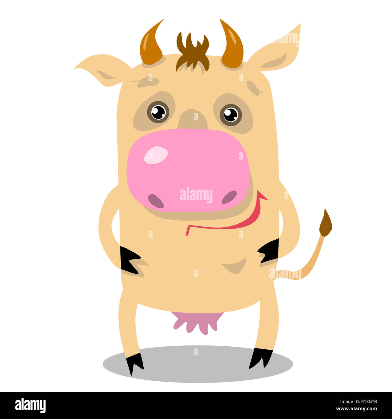 Illustrazione Stock Cartoon mucca su sfondo bianco Foto Stock