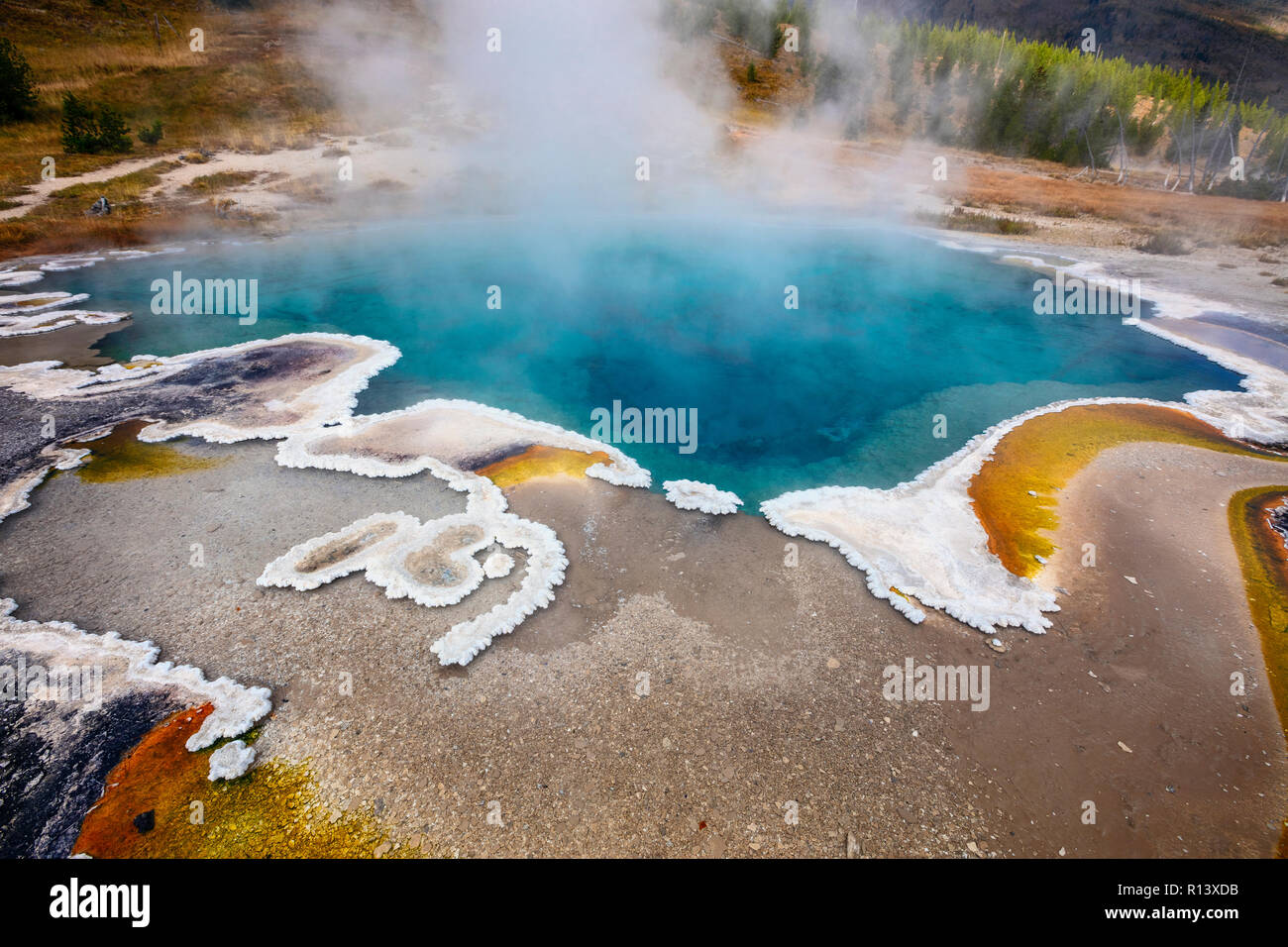 WY03581-00...WYOMING - Cuore Lago Geyser Basin alla base dei Monti Rossi nel Parco Nazionale di Yellowstone. Foto Stock