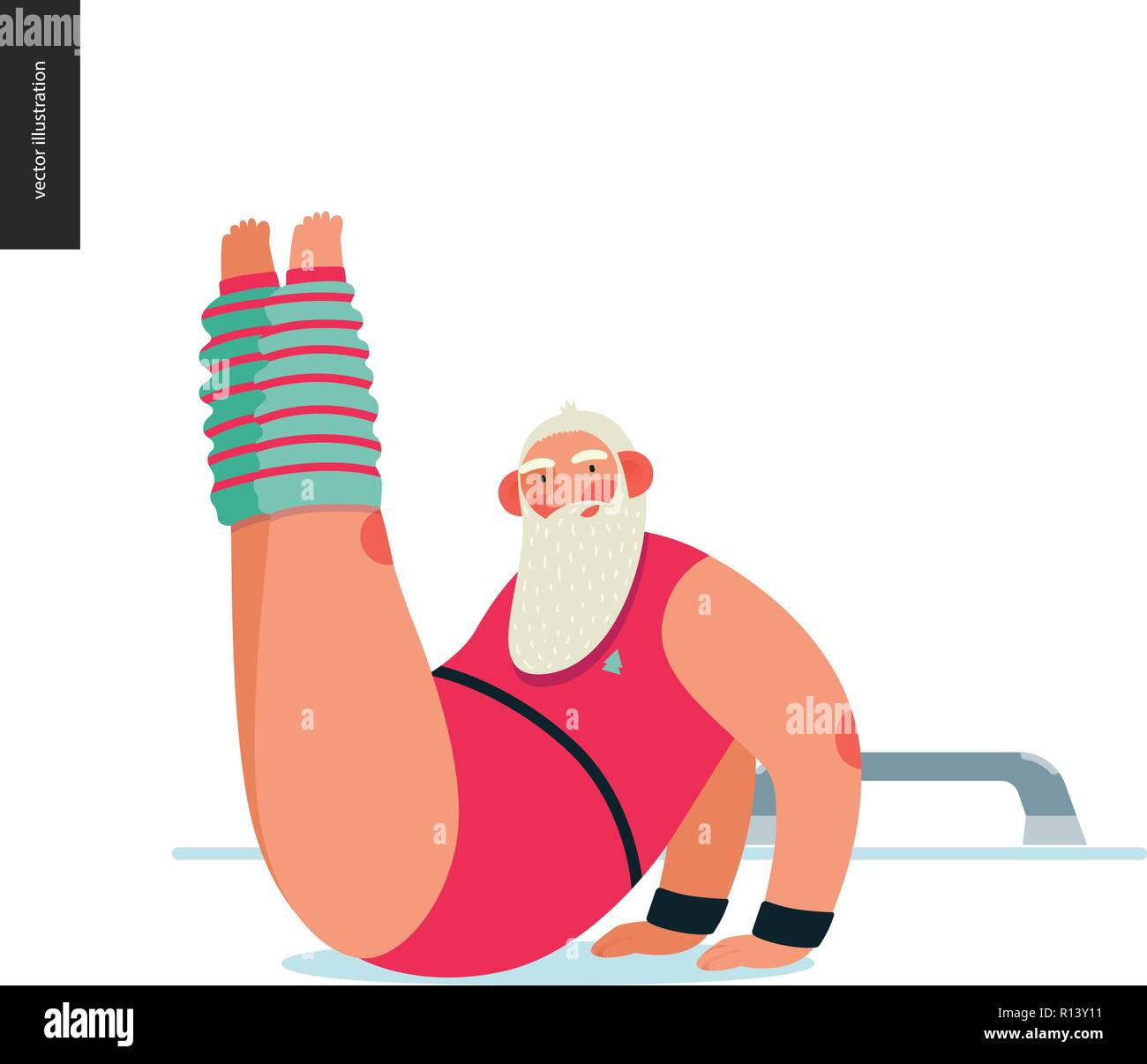 Immagini Babbo Natale In Palestra.Sporting Santa Aerobica Appartamento Moderno Concetto Di Vettore Illustrazione Di Allegro Babbo Natale Facendo Esercizi Aerobici In Palestra Indossando Ginnastica Rosse Su Immagine E Vettoriale Alamy