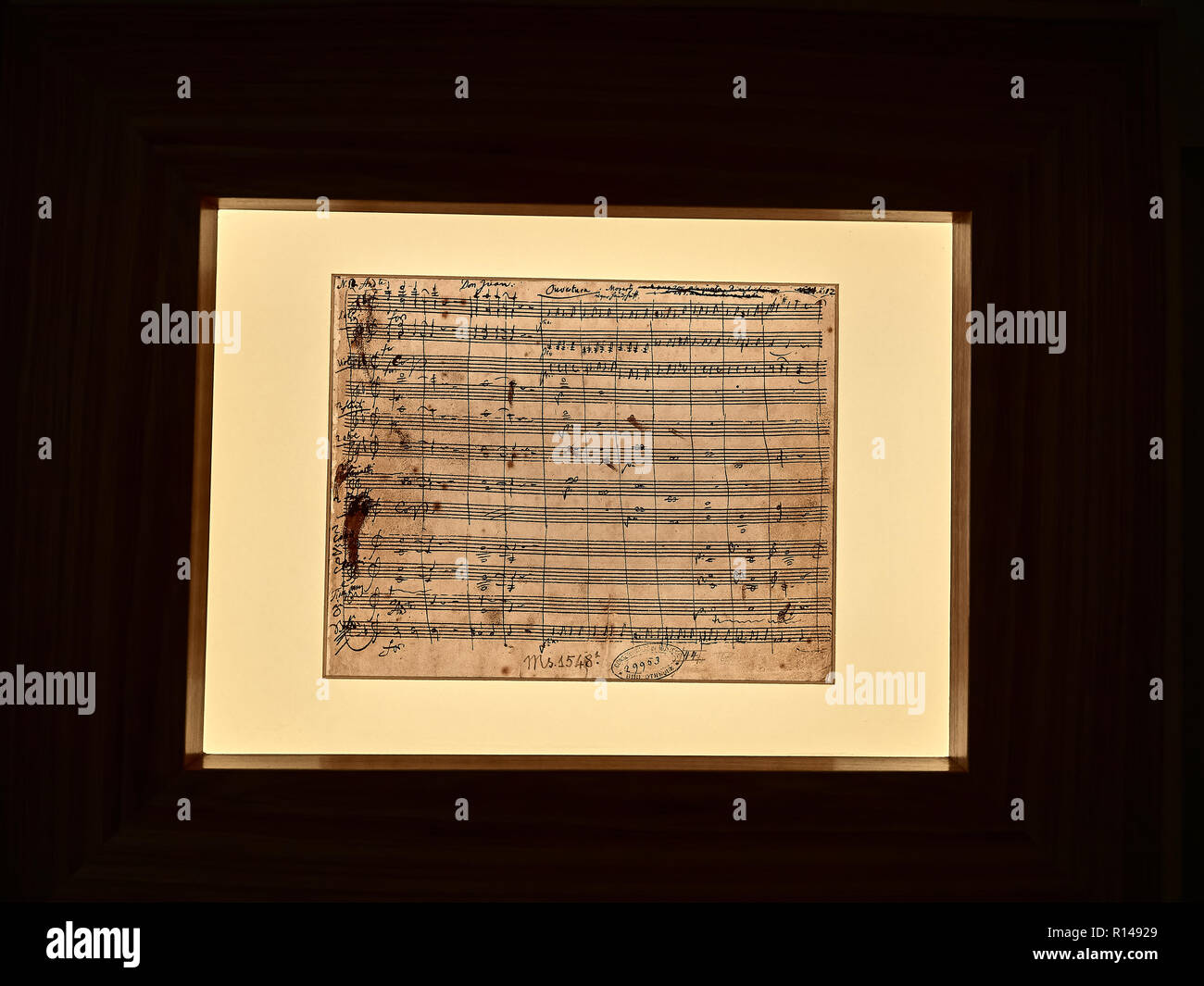 Vienna, Austria - 1 Novembre 2018 - Colpo di originale e personale di una composizione musicale fatta di Mozart Foto Stock