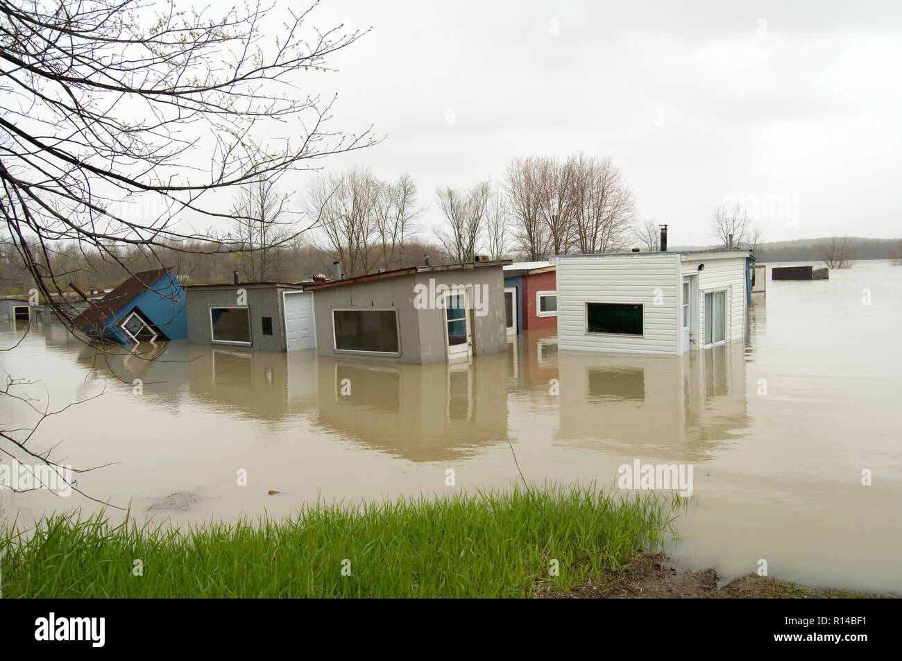 Molla grande alluvione nella regione di Outaouais Québec durante la primavera 2017 Foto Stock