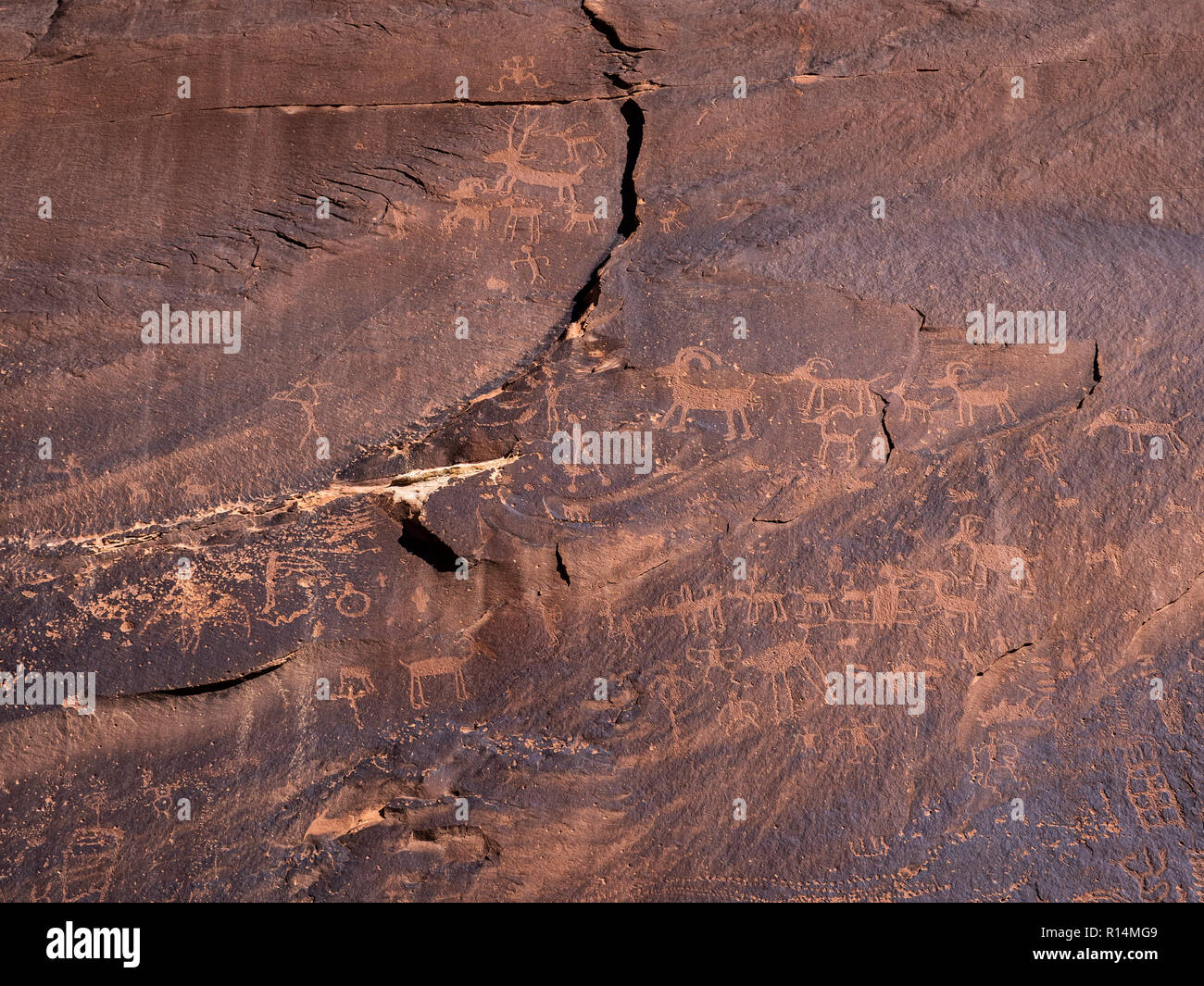 Isola di sabbia petroglifi Bluff, Utah. Foto Stock