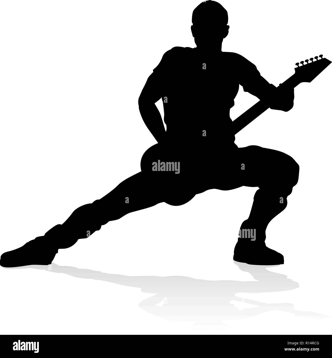 Musicista chitarrista Silhouette Illustrazione Vettoriale