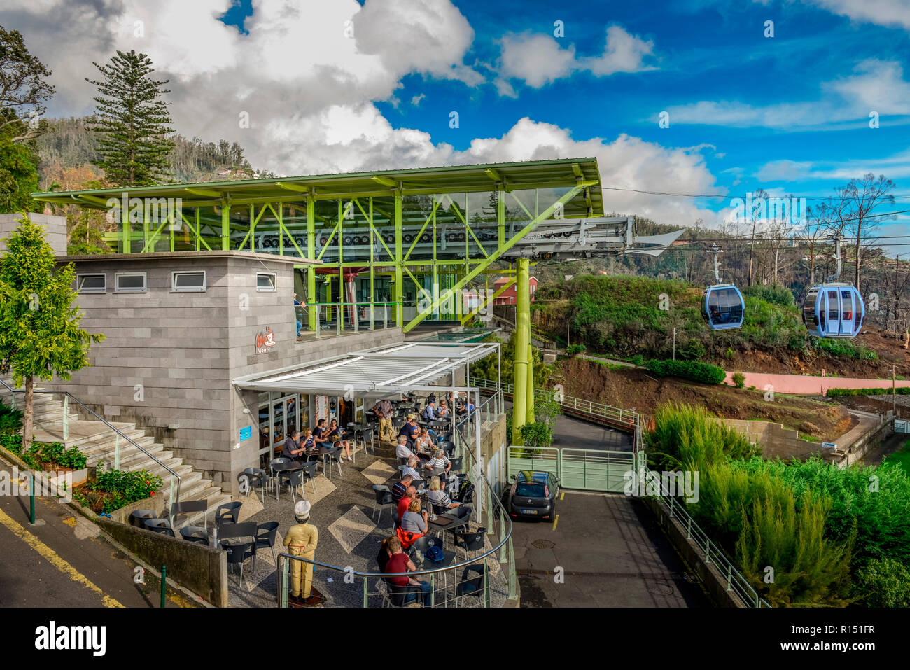 A monte Bergstation, Monte-Seilbahn, Funchal, Madeira, Portogallo Foto Stock