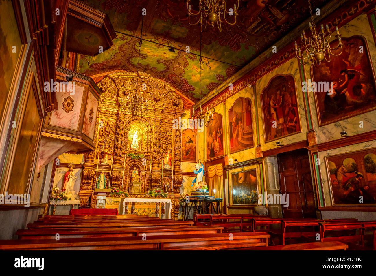 Kirche Igreja Sao Sebastiao, Camara de Lobos, Madeira, Portogallo Foto Stock