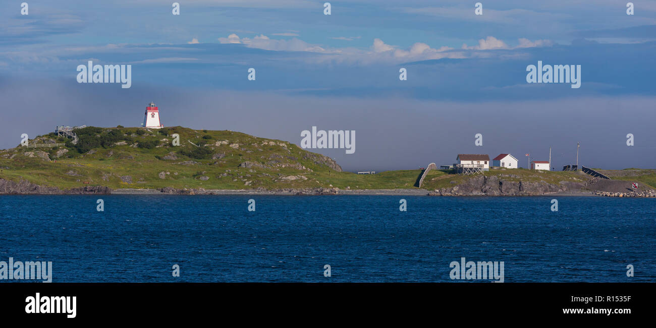 Trinità, Terranova, CANADA - Fort Point lighthouse in Trinity Harbour, noto anche come ammiraglio del punto. Foto Stock