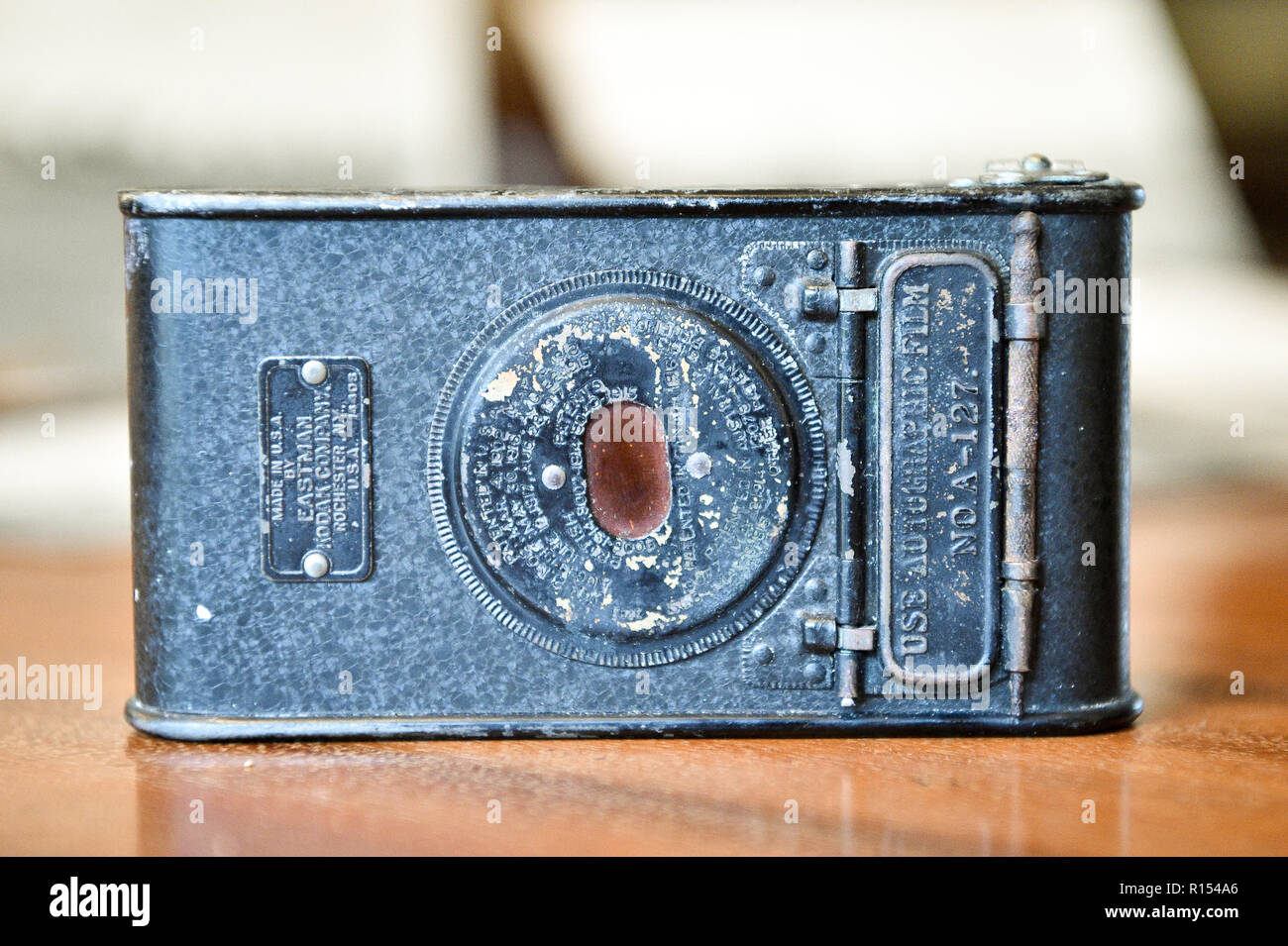 Il compatto Vest Pocket Kodak fotocamera, noto anche come il VPK o 'Soldiers Kodak', appartenente al Capitano Robert Harley Egerton Bennett, che egli ha utilizzato per scattare fotografie durante il suo tempo di Ypres, Belgio, durante la Prima Guerra Mondiale. Foto Stock
