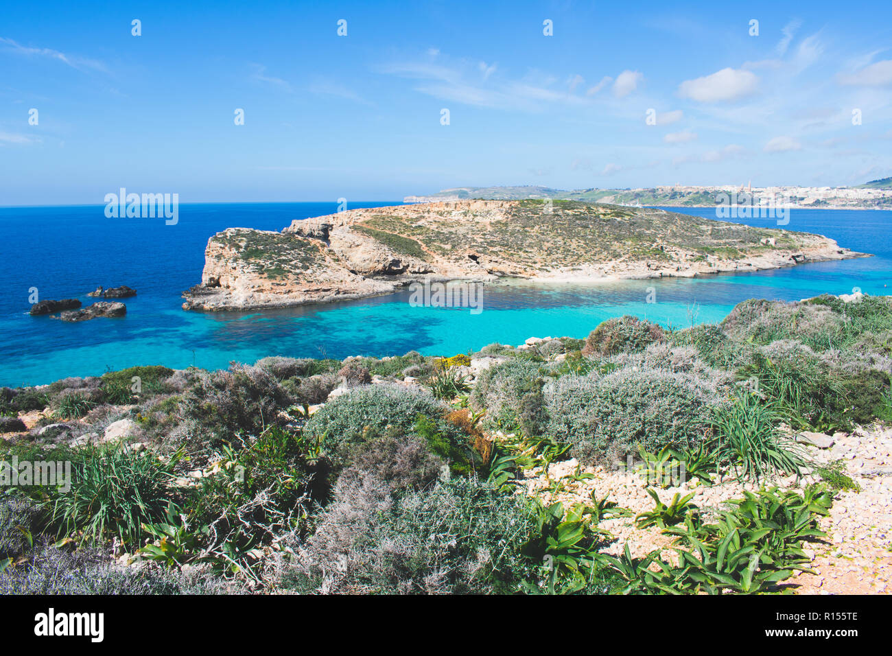 Laguna Blu a Comino, Malta Foto Stock