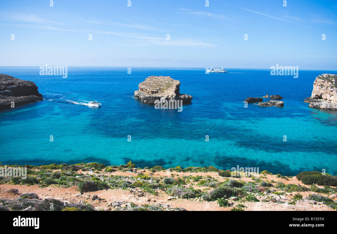 Laguna Blu a Comino, Malta Foto Stock
