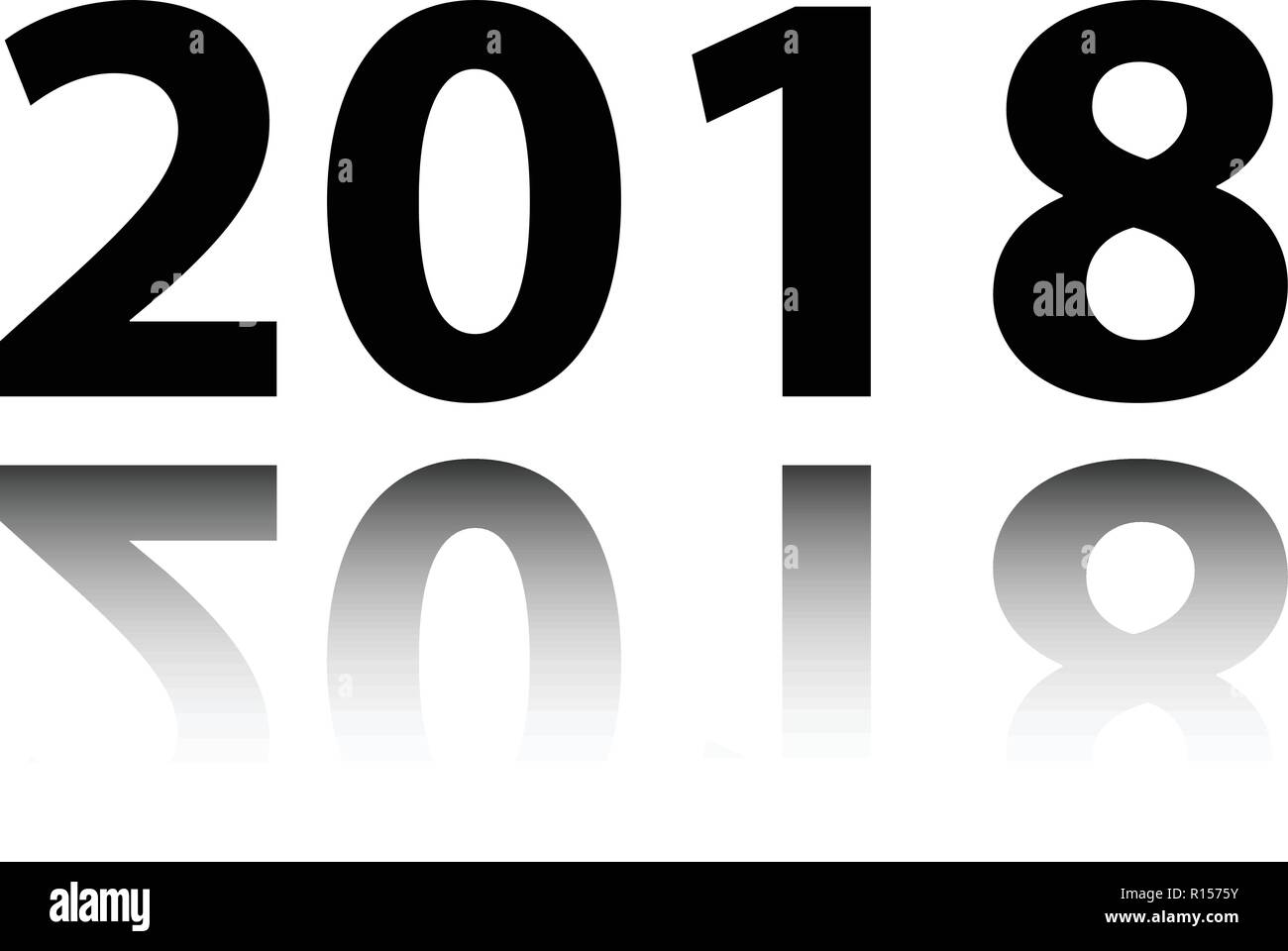 Felice anno nuovo 2018. Il testo nero con la riflessione su uno sfondo bianco illustrazione vettoriale Illustrazione Vettoriale