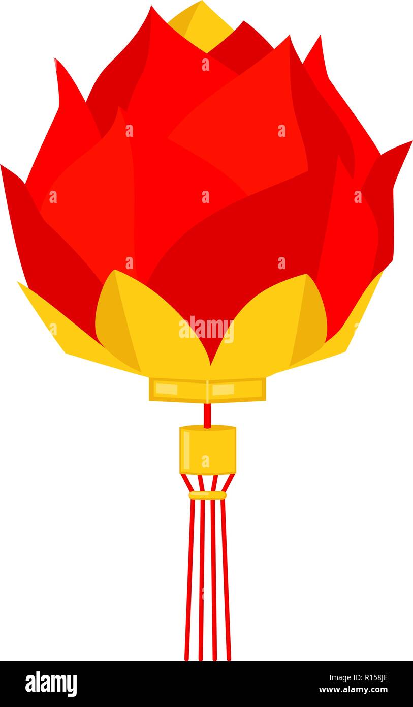 Cartoon rosso cinese lanterna lotus Illustrazione Vettoriale