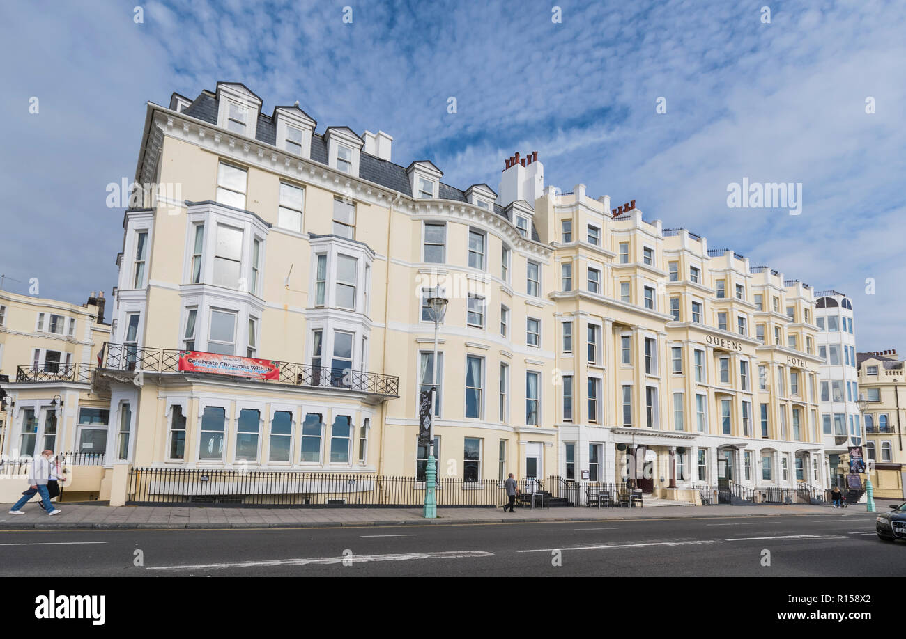 Queens Hotel, un grande albergo sul lungomare di Brighton, East Sussex, Inghilterra, Regno Unito. Foto Stock