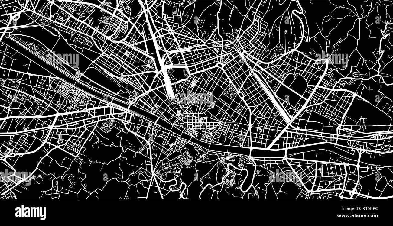 Vettore urbano mappa della città di Firenze, Italia Illustrazione Vettoriale
