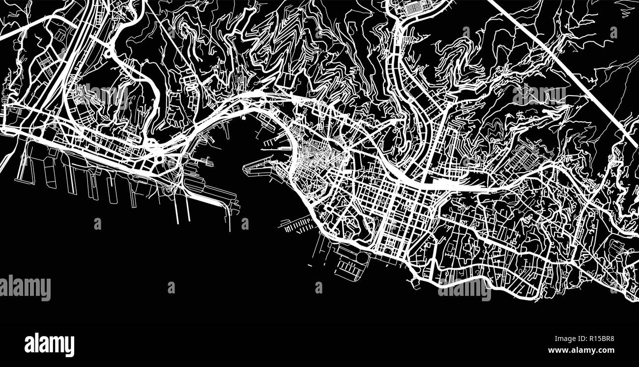 Vettore urbano mappa della città di Genova, Italia Illustrazione Vettoriale