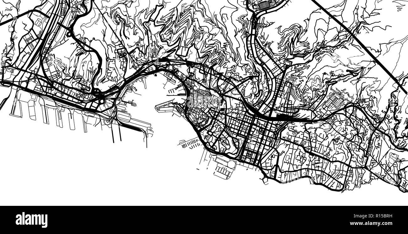 Vettore urbano mappa della città di Genova, Italia Illustrazione Vettoriale
