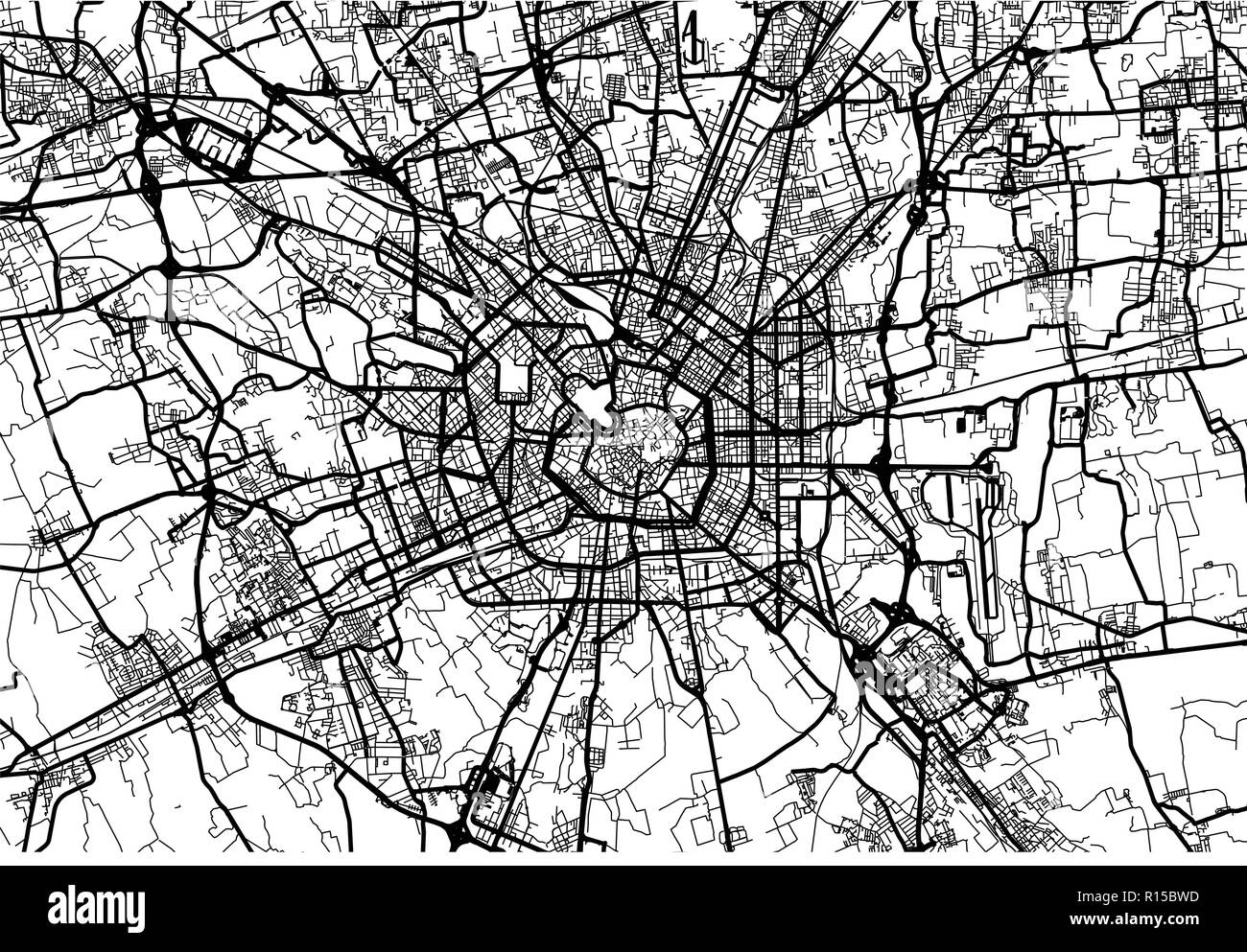 Vettore urbano mappa della città di Milano, Italia Illustrazione Vettoriale