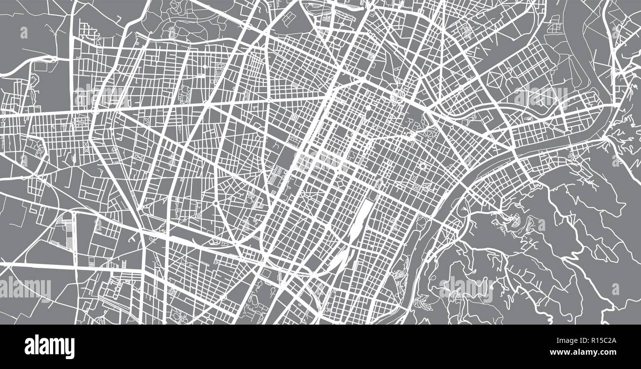 Vettore urbano mappa della città di Torino, Italia Illustrazione Vettoriale