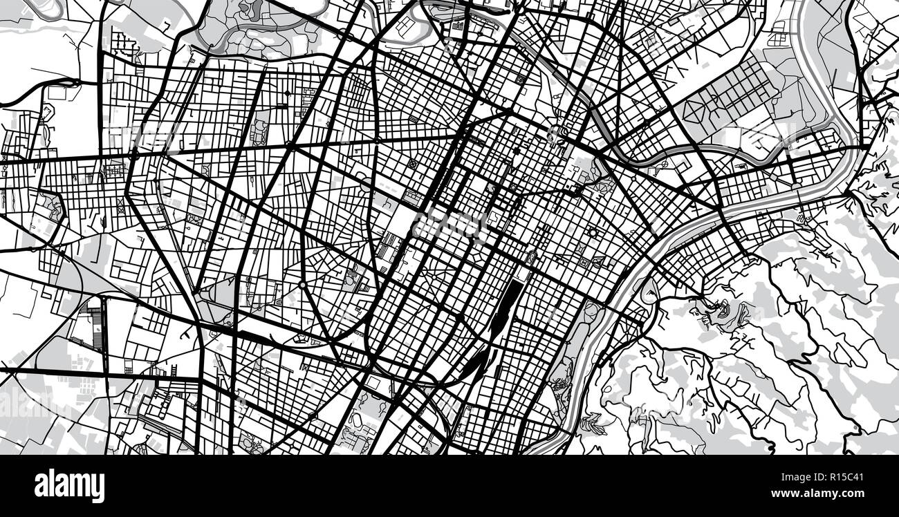 Vettore urbano mappa della città di Torino, Italia Illustrazione Vettoriale