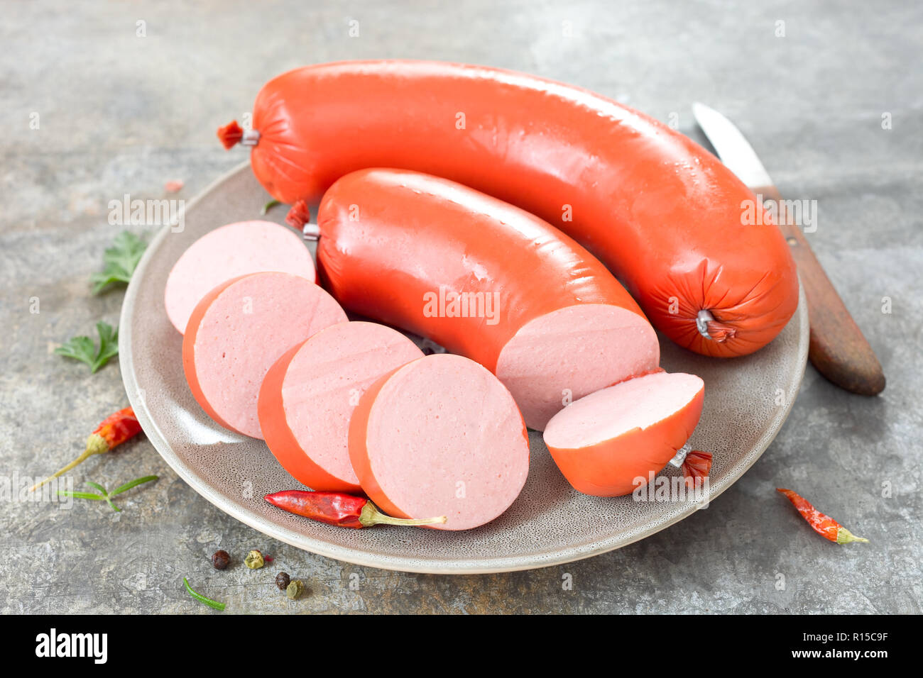 Lyoner salsiccia tedesca Foto Stock