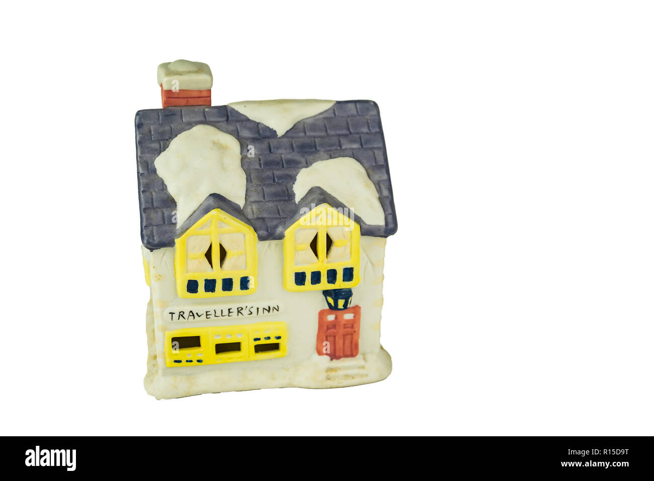 Vintage casa natale. Isolato su sfondo bianco Foto Stock