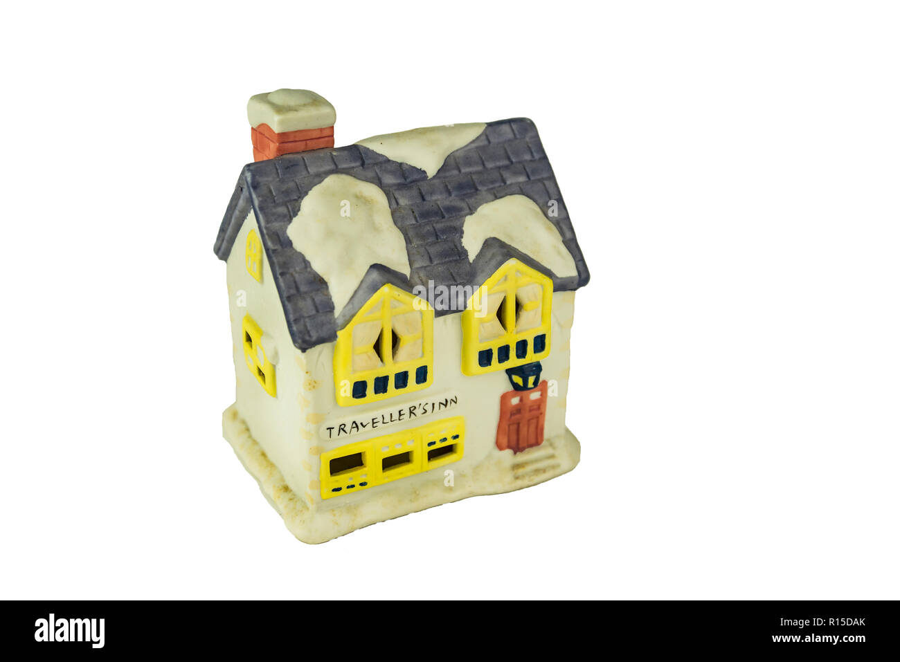 Vintage casa natale. Isolato su sfondo bianco Foto Stock