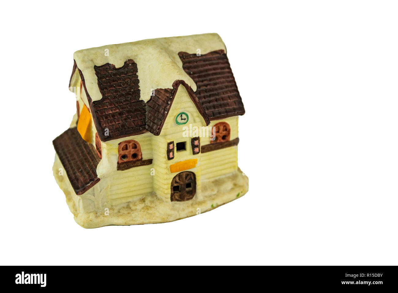 Vintage casa natale. Isolato su sfondo bianco Foto Stock