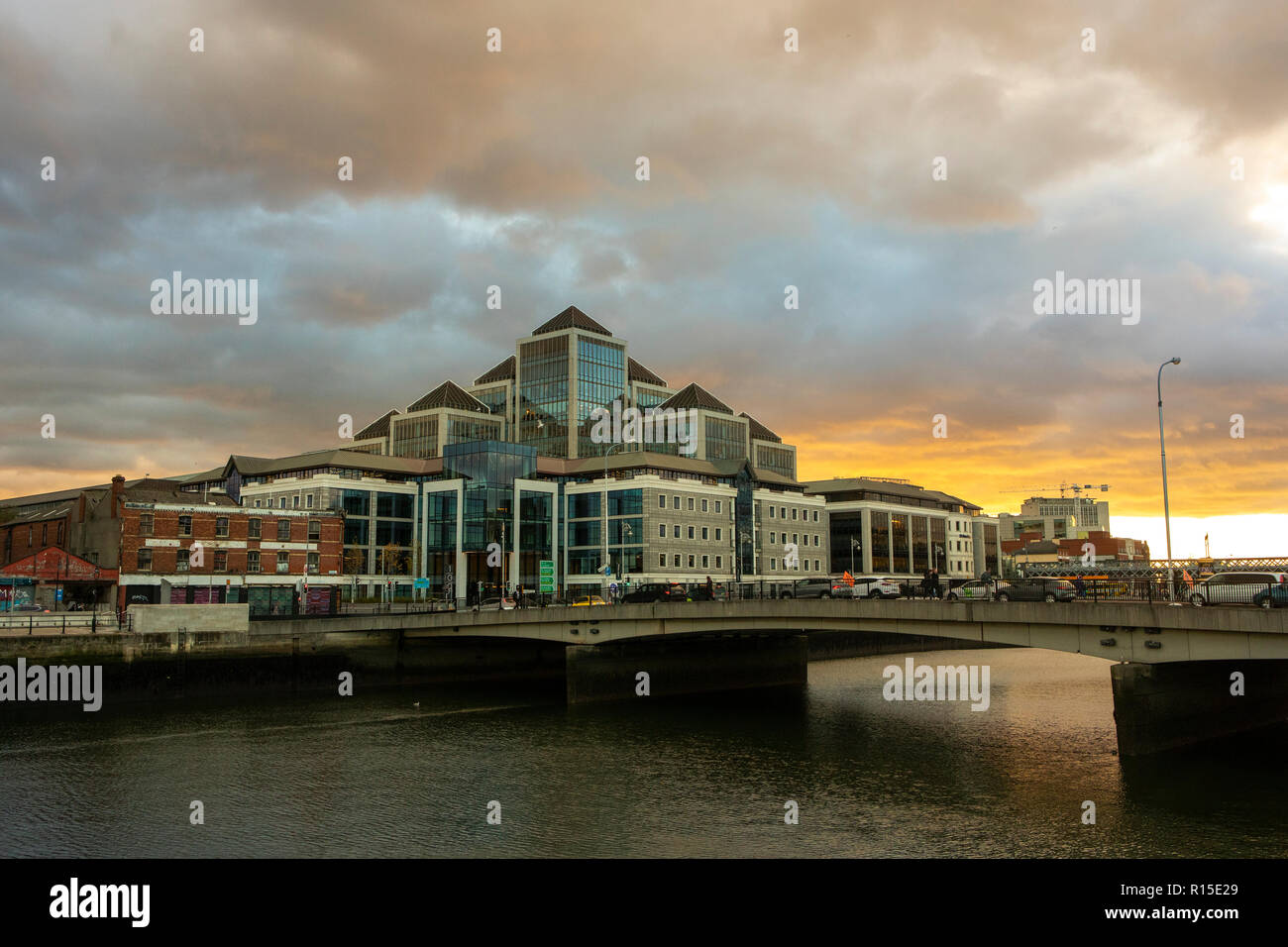 Dublino, Irlanda al tramonto Foto Stock