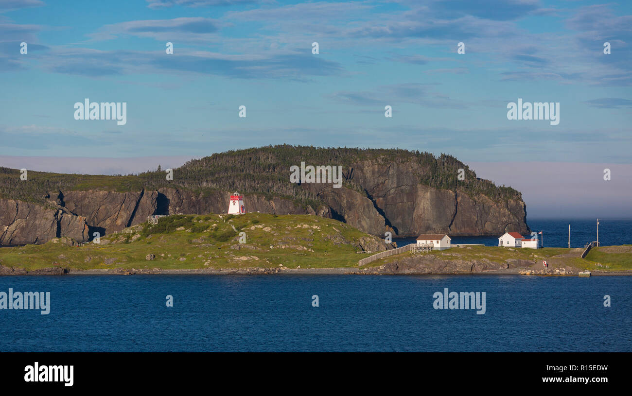 Trinità, Terranova, CANADA - Fort Point lighthouse in Trinity Harbour, noto anche come ammiraglio del punto. Foto Stock